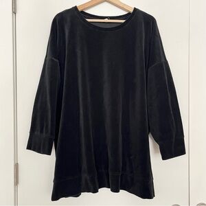 Eileen Fisher Women's Black Velvet Pullover Top 3X Organic Cotton Plush Soft